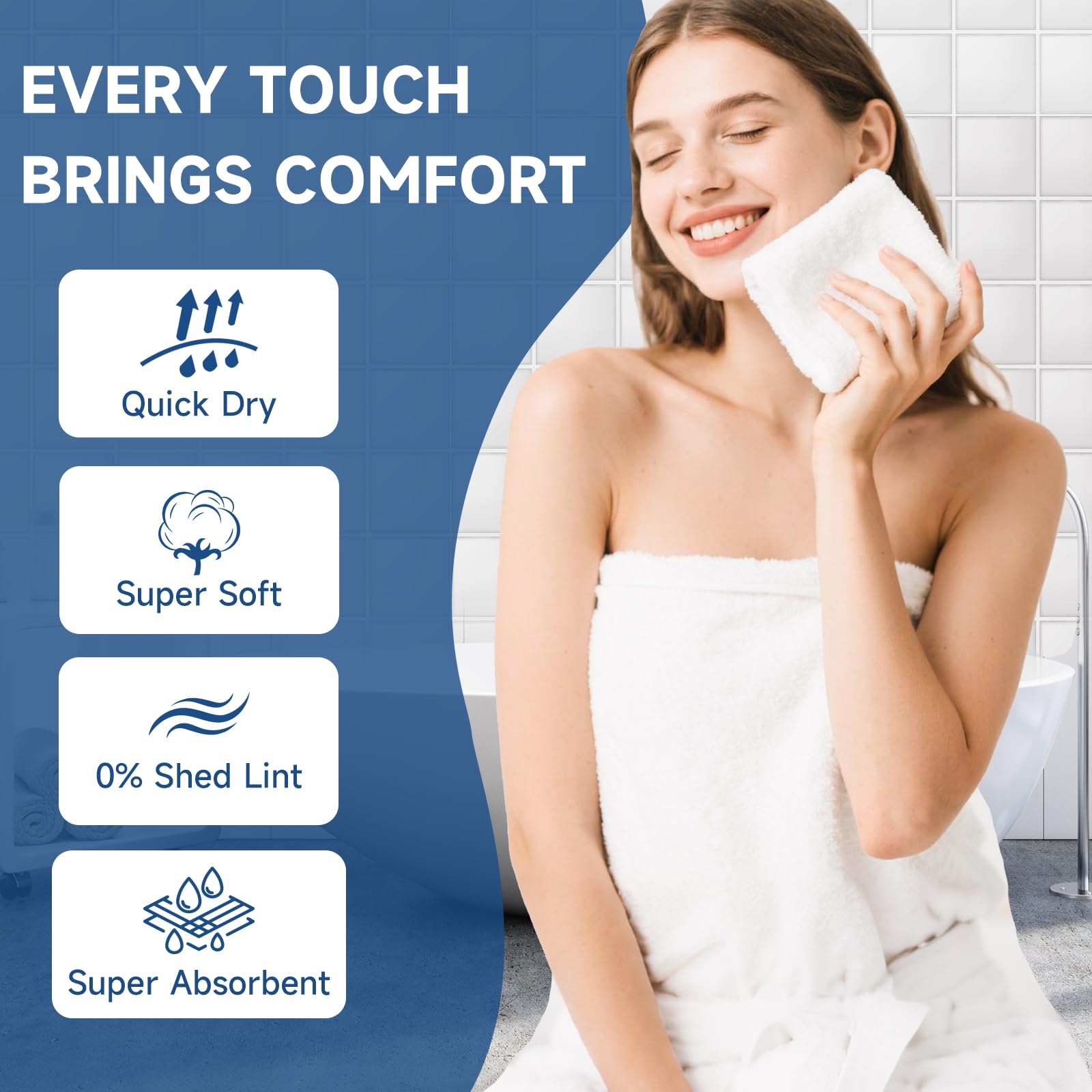 TEAWOO Coral Velvet White Washcloths 12 Pack, Highly Absorbent and Soft