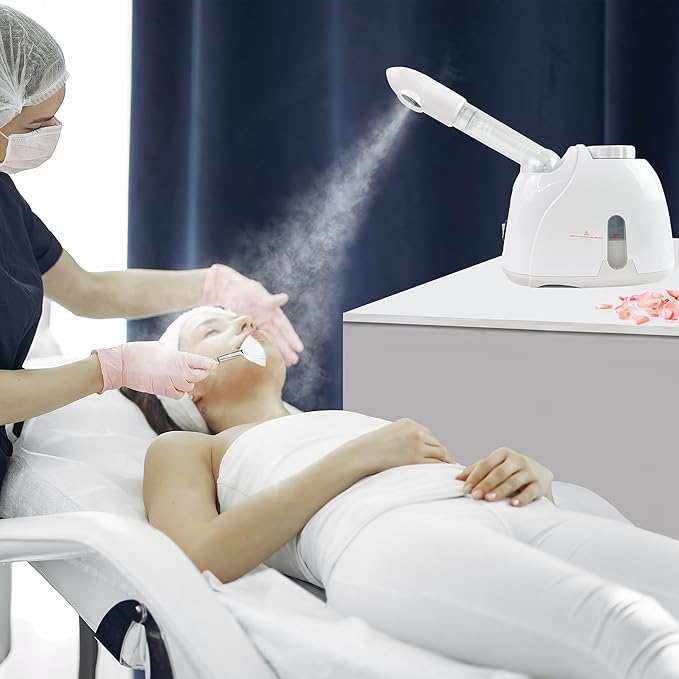 YOKYAK Facial Steamers with 360 Rotatable Sprayer, Face Steamer for Facial Deep Cleaning, Hot Mist Humidifier for Face Spa Sinuses Moisturizing, Home or Salon Use