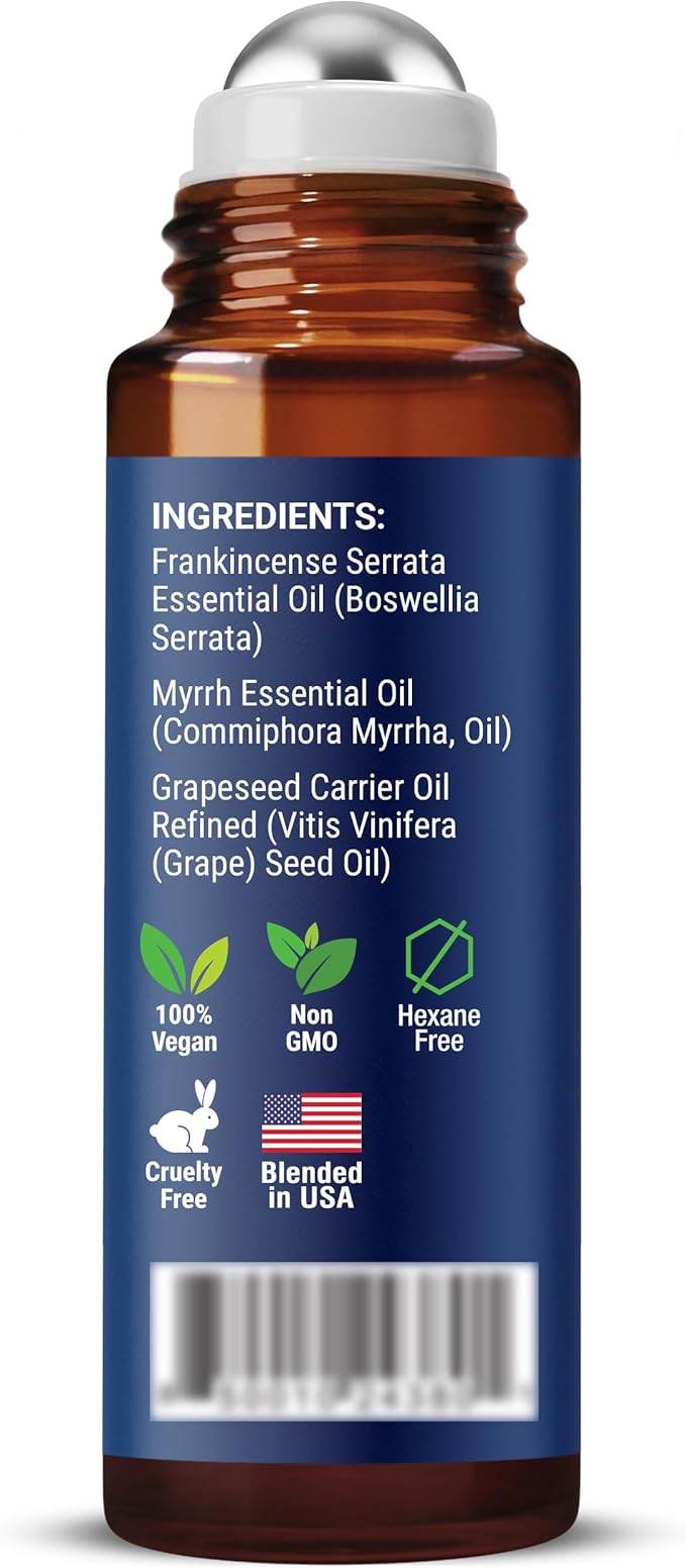 Frankincense & Myrrh Roll-On for Skin Care, Aromatherapy & Relaxation