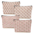 4pcs Pink Vintage Roses Floral Makeup Bag, Rose Gifts for Women Girl Sister
