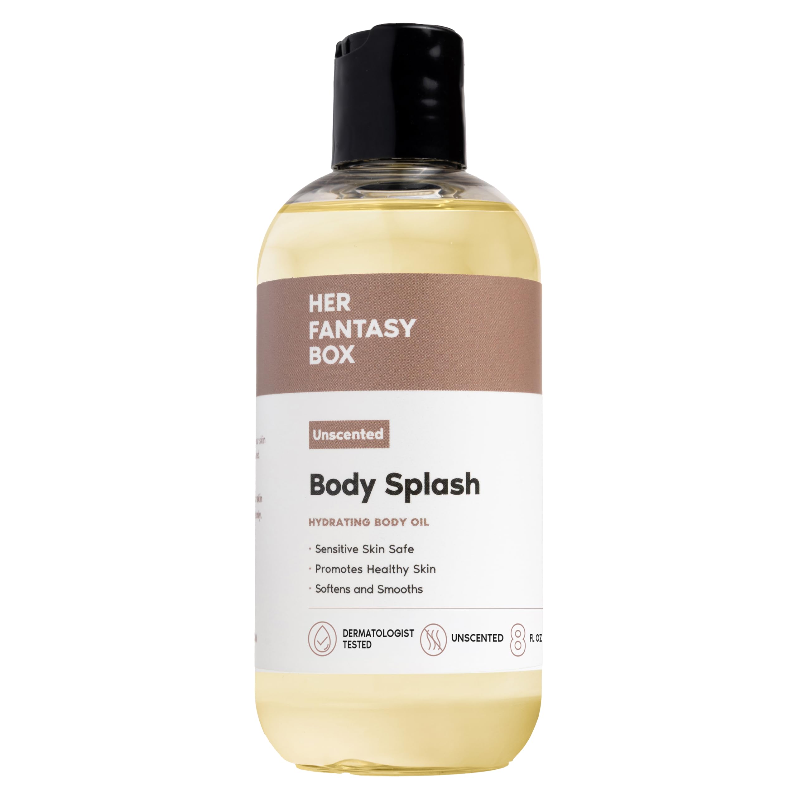 Her Fantasy Box | Body Splash Hydrating Body Oil - Moisturizing, Non-Greasy Formula for Soft, Smooth Skin - All-Natural, Lightweight & Nourishing (8 Fl Oz, Unscented)