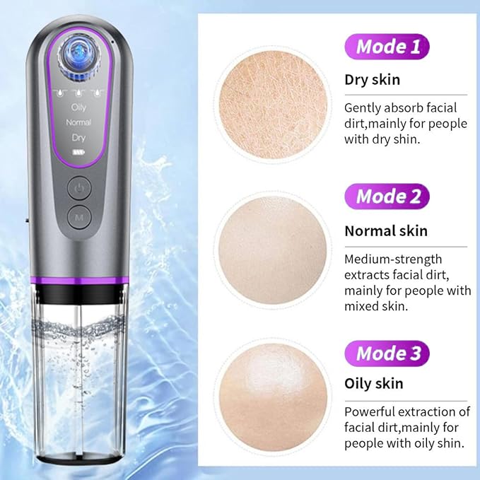 Blackhead Remover Suction Pore Vacuum Hydro Facials Hydrating Pore Cleaner Machine Pimple Extractor with USB Charging Cable Beauty Device