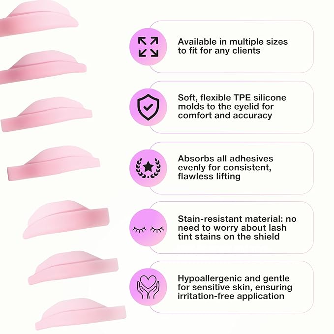 Curacoro Lash Lift Rods, 14 Pcs/7 Sizes Reusable Silicone Pads