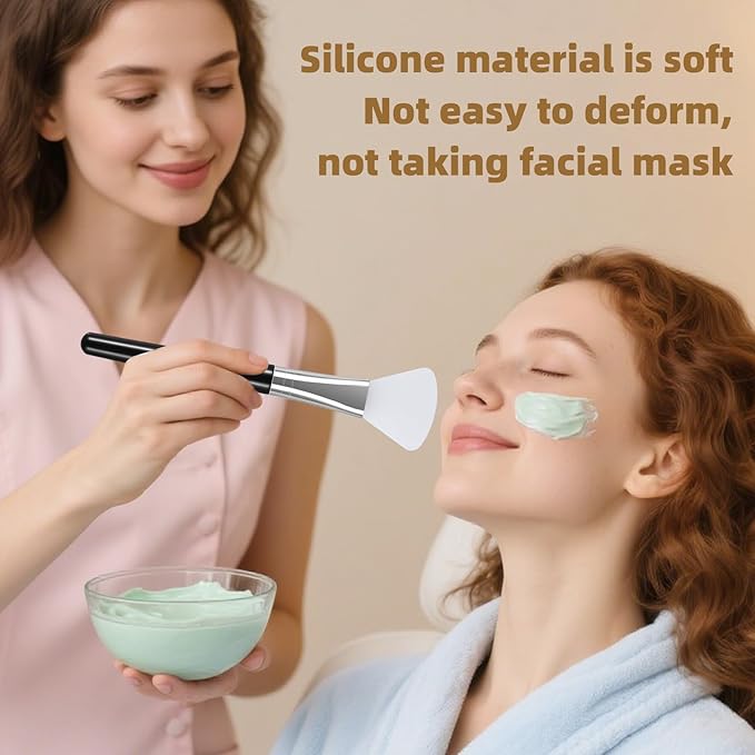 LORMAY 2 Pcs Soft Silicone Face Mask Brush for Mud Clay Jelly Facial Mask