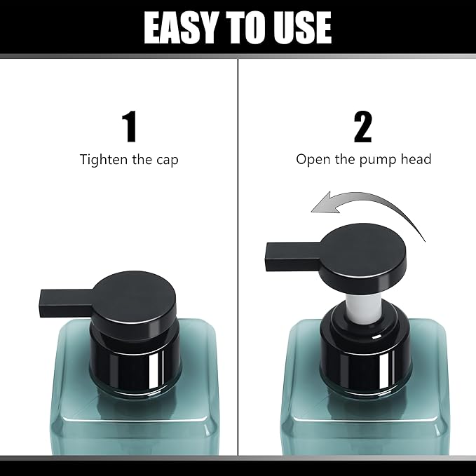YACEYACE 25oz Set of 3 Clear Blue Refillable Pump Bottles, Shampoo & Soap Dispenser for Kitchen