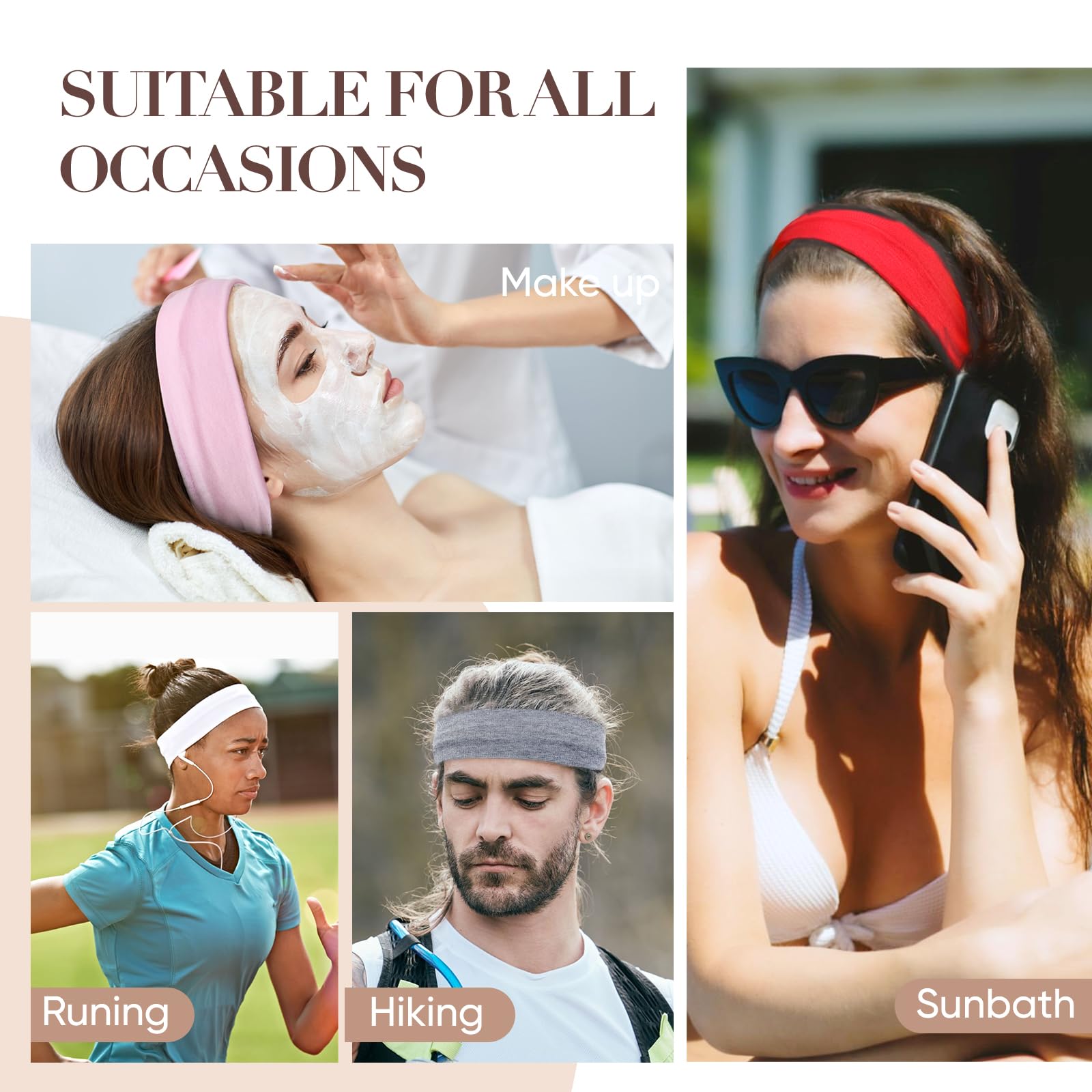 9 Pack Headbands for Women Non Slip - Elastic Hair Bands for Women's Hair