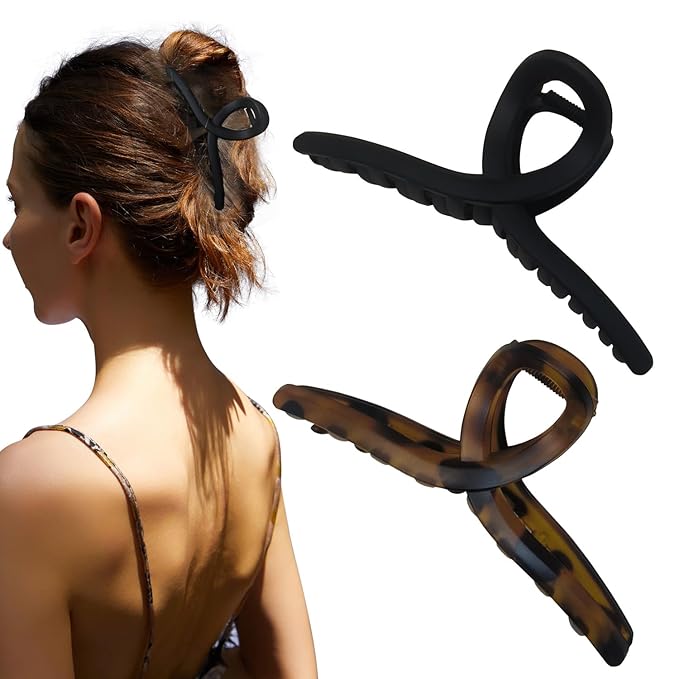 Nalodu 5 Inch Extra Large Claw Clips, 13 cm No Slip Matte Jumbo XL Hair Clips for Thick Long Curly Hair, Big Hair Claw Clips, 2 Pack