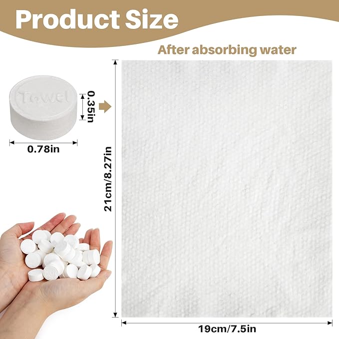 RAQEHO 180 Compressed Towel Tablets - Disposable Face Towel Washcloths Travel Towel Fast Drying Lightweight for Adult Camping Hiking Facial Mini Makeup Wipe Coin Tissues Travel Hotel Cleaning Supplies