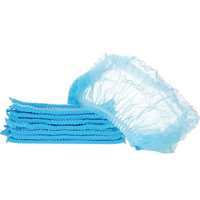 100 Pcs Disposable Nonwoven Bouffant Caps 21 Inch Hair Net Elastic Cap Hair Cover Hats for Beauty Salon Hospital Spa Catering Dust-free Workspace(Blue)
