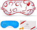 Cavoilu Sleep Mask w/Cooling Gel Eye Mask, Silk Eye Mask for Sleeping, Hot & Cold Eye Masks, Blindfold Reusable Eye Cover Sleeping Mask for Home Office Travel, Gifts for Women (Red Heart)