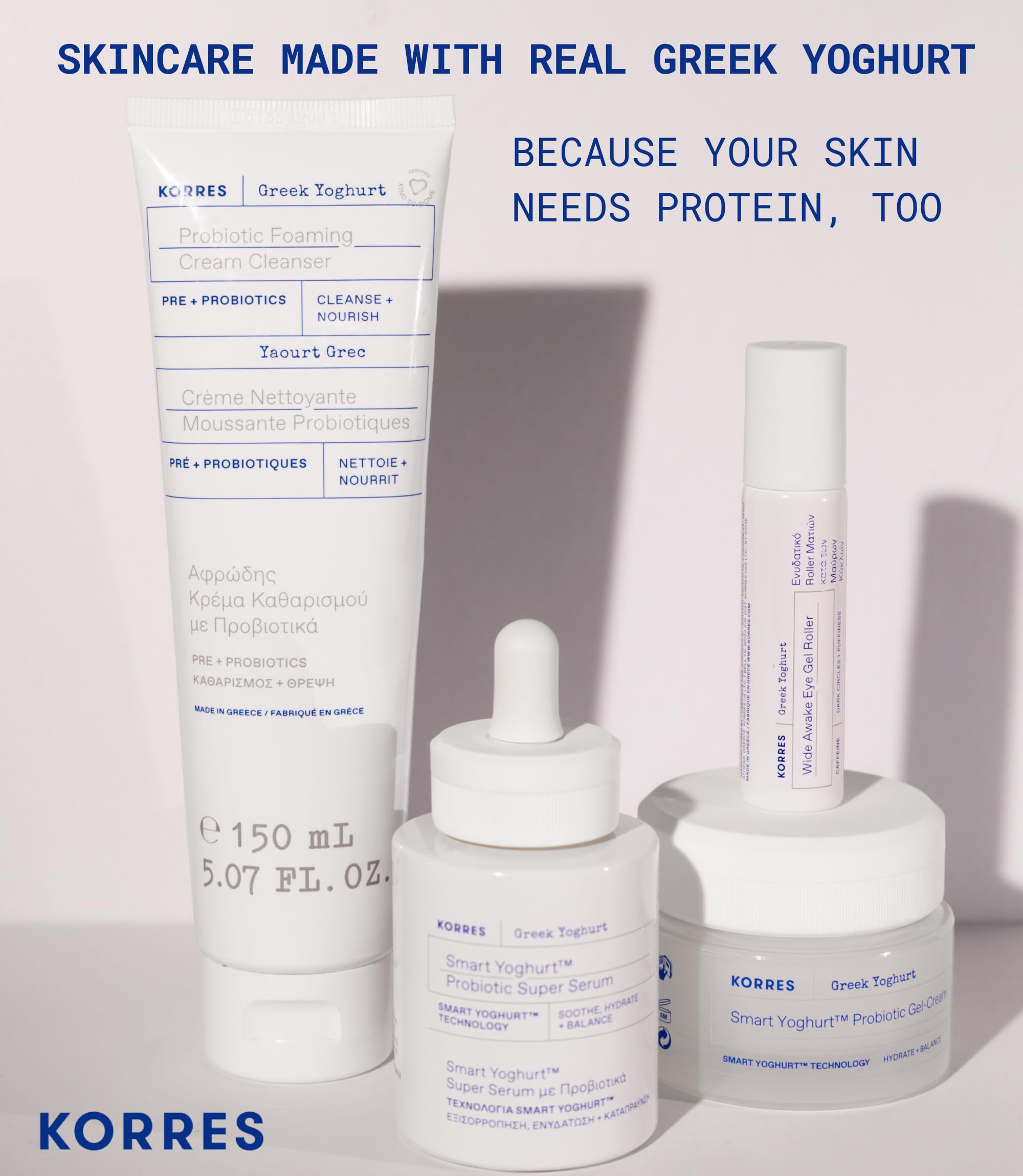 KORRES Greek Yoghurt Wide Awake Eye Gel Roller Ball Serum, 0.51 fl oz