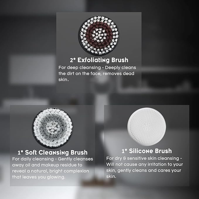4 Replacement Brush Heads for Model Ga-7266 Facial Cleansing Brush Deep Pore Cleansing Gentle Exfoliating & Remove Blackhead Acne Exfoliating Soft Head Set