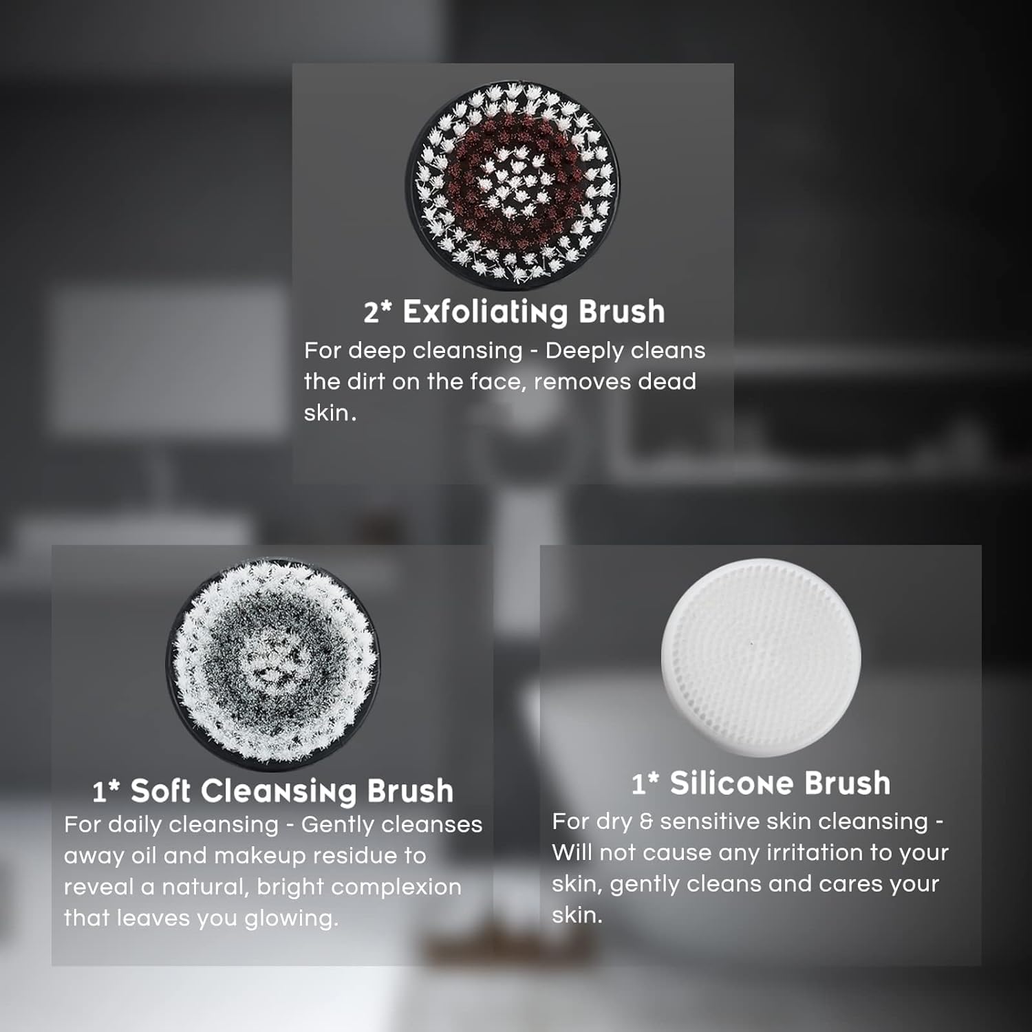 4 Replacement Brush Heads for Model Ga-7266 Facial Cleansing Brush Deep Pore Cleansing Gentle Exfoliating & Remove Blackhead Acne Exfoliating Soft Head Set