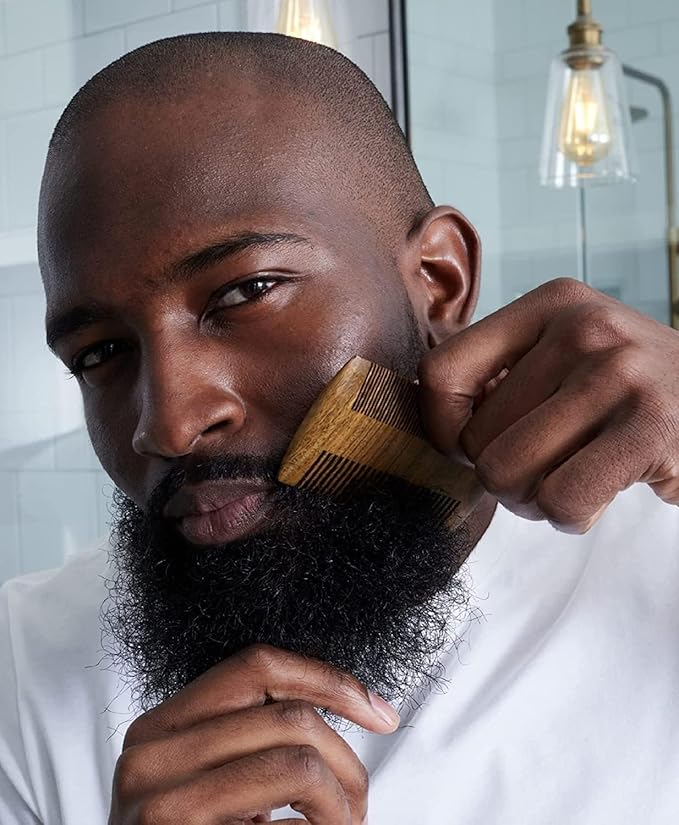 CREMO - Premium Beard Comb For Men | 100% Natural Wood With Woody Fragrance