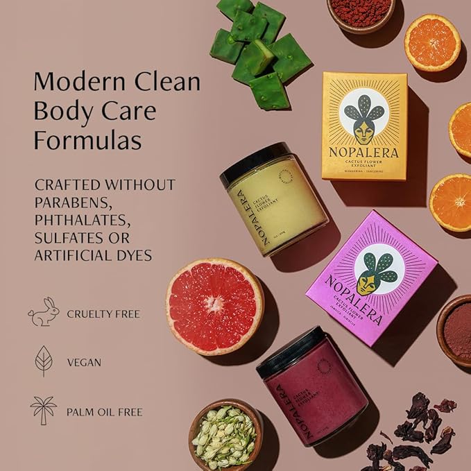 Nopalera Cactus Body Polish, Tangerine, 3-in-1 Clean Beauty, Oil Cleanser, Exfoliant and Body Moisturizer with Cactus Oil, Dermatologist-Tested, 6 oz