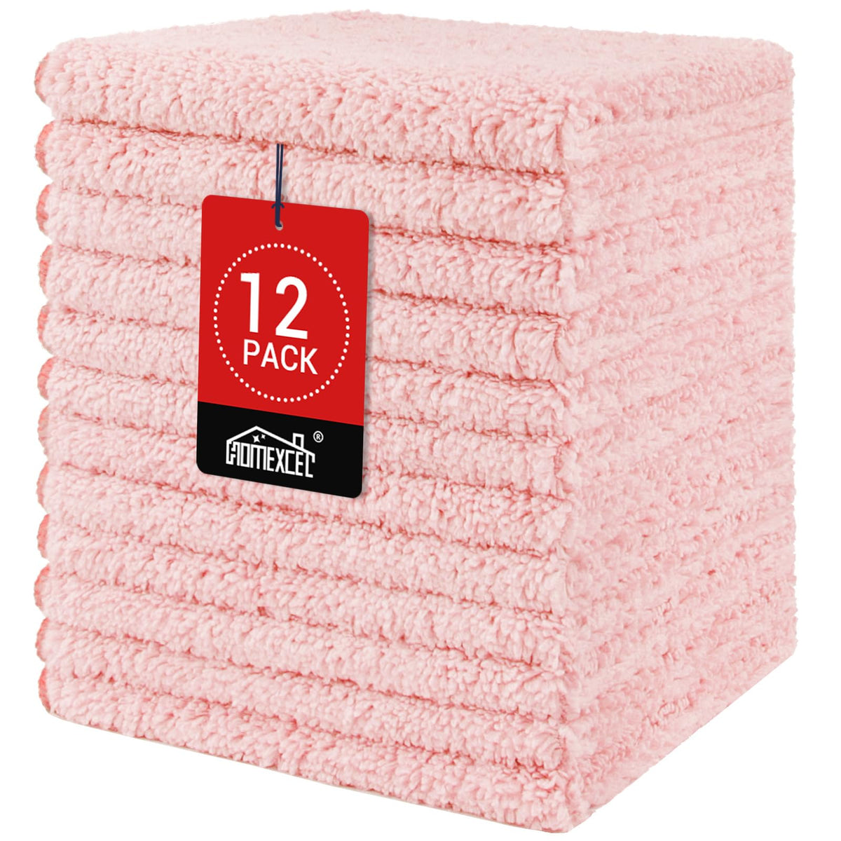HOMEXCEL Washcloths 12PK, Ultra Soft&Highly Absorbent Face Towels, 12X12 in