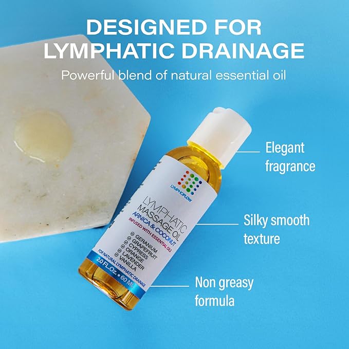 Lymphatic Drainage Massage Oi for Massage Therapy - Arnica and Coconut Oil for Manual Lymph Drainage & Post Surgery Recovery for Liposuction, 360 Lipo, BBL,Tummy Tuck, Lymphedema, Lipo Foam-2.0 oz