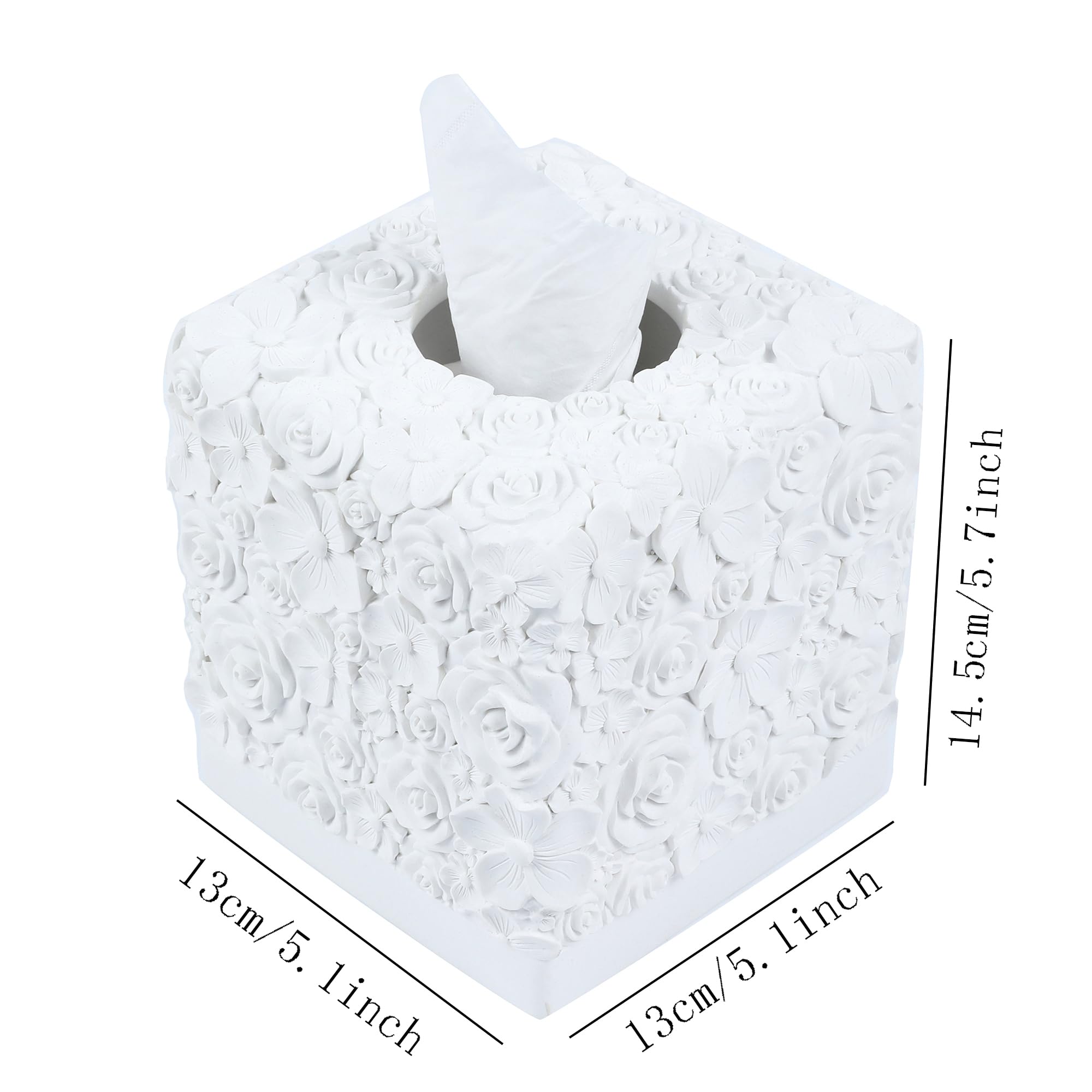 Hymmah Modern Square Tissue Box Cover Holder,Bathroom Accessories Decor Unique Design Tissue Box Cover for Bathroom Vanity Counter Tops Also Great for Bedrooms and Living Rooms
