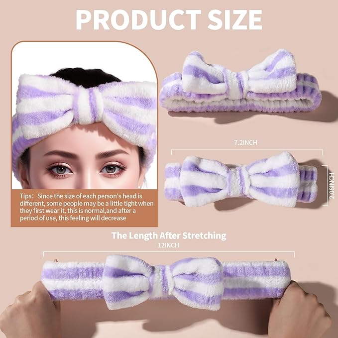 Teenitor Makeup Headband, Spa Headband For Girls, Bow Headbands, Fuzzy Headbands for Washing Face, Head band Skincare