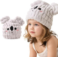 LCBD Microfiber Hair Towel Wrap for Kids, Koala Dry Hair Cap Suck Water, Absorbent Quick Girls Boys Hair Drying Towel, Lightweight Bouncy Hat Headscarf