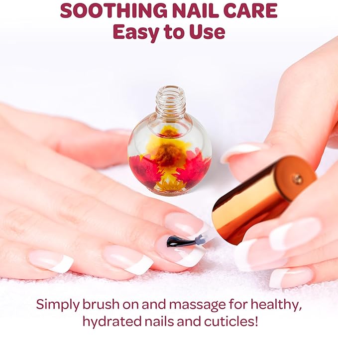 Cuticle Oil, Cherry Cuticle Nail Oil Infused with Real Flowers 15ml