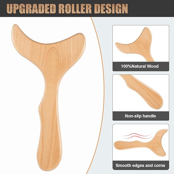 KintKita Wood Therapy Massage Tools,Wooden Lymphatic Drainage Massager, Cellulite Remover Body Sculpting Tool for Cellulite Reduction,Muscle Tension Release,Body Contouring-12 * 6 in