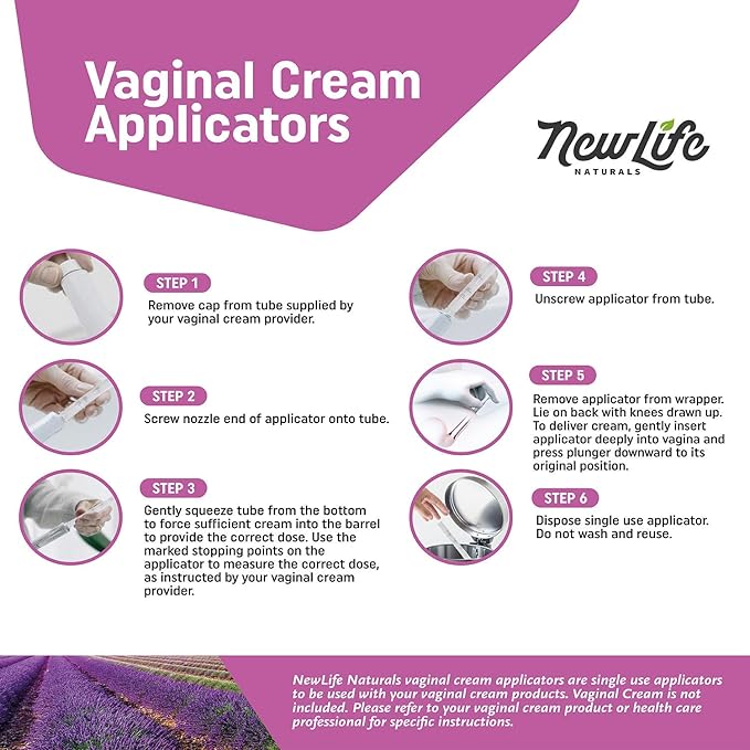 NewLife Naturals Disposable Plastic Vaginal Cream Applicators Hygienic Threaded Injector Applicator Preseed Estrace Premarin OTC Cream Products Dosage Markings- 60 Pack