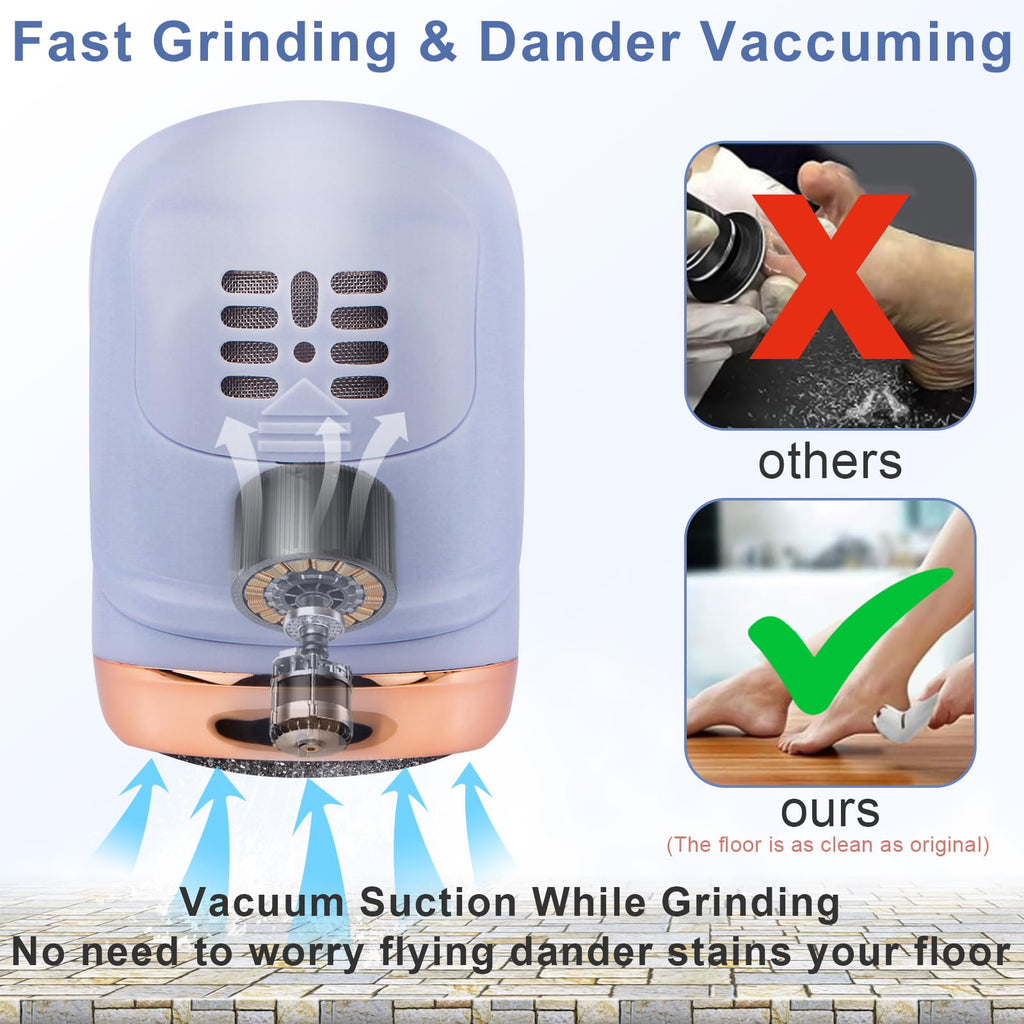 Electric Callus Remover for Feet, Portable Pedicure Kit Foot File Callus Remover, Rechargeable Waterproof Foot File for Foot Care Deadskin Remover with 9Head&LCD Display, Purple