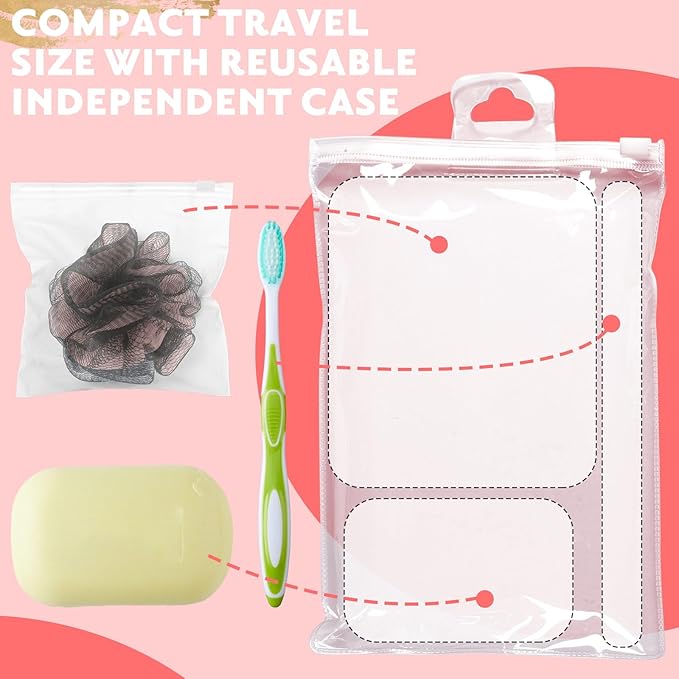 Funnymoom 12 Pcs Travel Size Loofah Individually Wrapped, Small Shower Puff Bath Sponge Pouf Ball Bulk Mesh Bath Puff Mini Loofah Sponge with Case Bulk for Shower Care (25g,Fantasy)