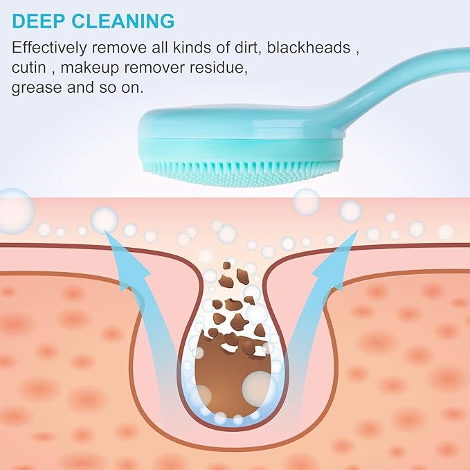 HINZIC Silicone Manual Facial Cleansing Brush, Skin Friendly Waterproof Face Cleaning Scrubber Exfoliator Cleanser for Blackheads Whiteheads Makeup Residues Removal- Blue