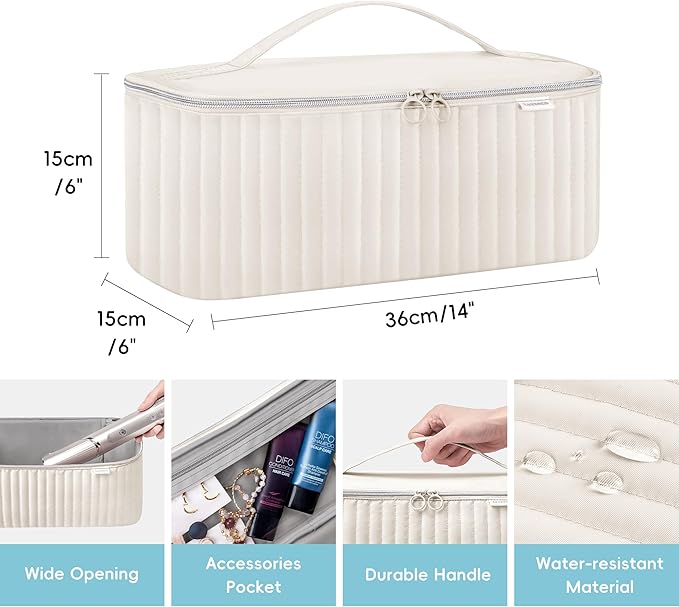 Lexeeco Travel Carrying Case for Hair Dryer Shark Flexstyle Dyson Airwrap Brush Hair Accessories Tools Storage Bag for Revlon Hairdryer Styler Organizer (Beige)