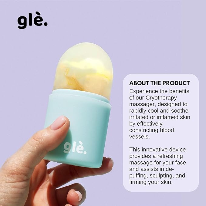 Gle Skincare Cryotherapy Ice Massager Infused with Vitamin C - Cryo ICY Pops Face Massage Ice Roller | Cryotherapy Cooling Facial Ice Massager - for Face & Eyes