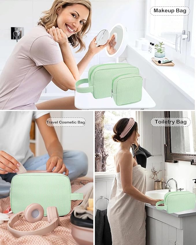 2Pcs Mini Makeup Bag, Small Makeup Pouches for Purse Cute Cosmetics Bag Pouch with Slip-in Pockets Small Travel Toiletry Bag Zipper Makeup Aesthetic Accessories Storage Bag
