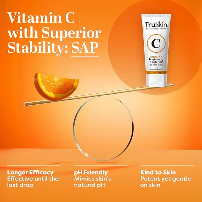 TruSkin Vitamin C Face Cream - Brightening & Hydrating Daily Moisturizer with Vitamin E, B5, Jojoba Oil & Green Tea - Smooth, Radiant-Looking Skin, 2 Fl Oz
