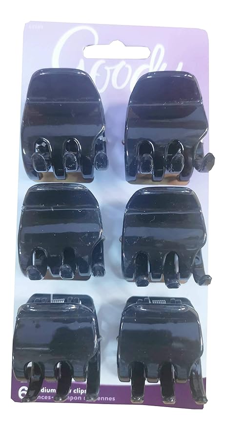 Goody Classic Claw Hair Clips - 6-Count, Clear, Brown and Black - 1/2 Claw Will Gently Keep Hair Secured In Place with a Long Lasting Hold, color may vary