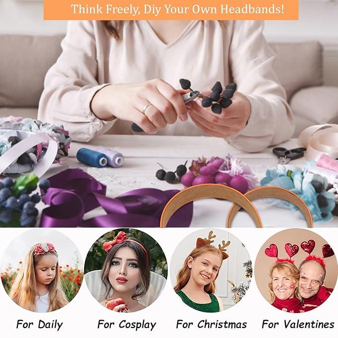 Wecoe 10 Pack Orange Headbands 1 Inch Wide Satin Headbands Women Non Slip Fashion Plain Head Bands Solid Hair Bands DIY Halloween Thanksgiving Day Hair Accessories for Women Girls Diademas Para Mujer