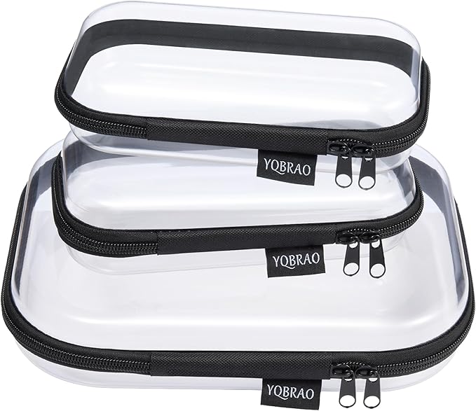 YQBRAO Clear Hard Shell Organizer Cases, Black, 3-Pack