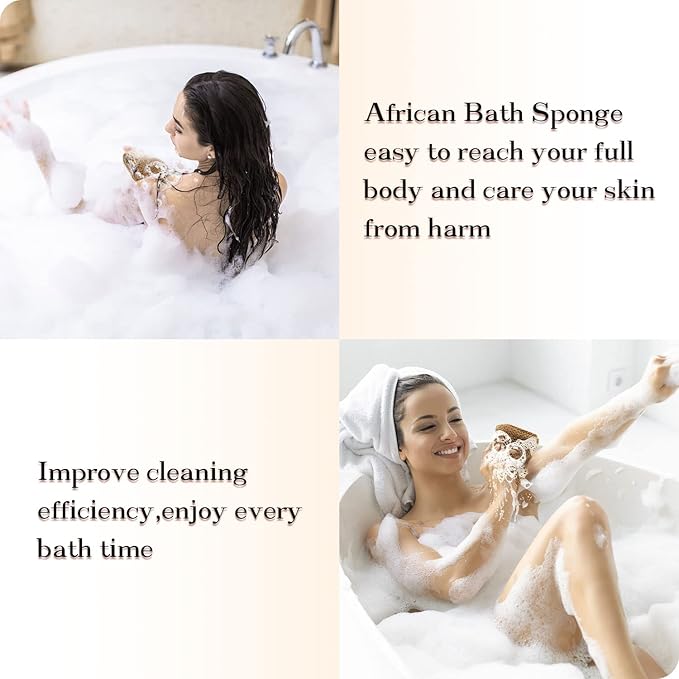 African Net Sponge Authentic - 3 Pcs Exfoliating Net Sponge with Mit Engmaschigem Design for Body & Back Scrubber, 31.5-Inch Long Bath Sponge for Shower, Skin Smoothing Washcloth (Pink, Yellow, White)