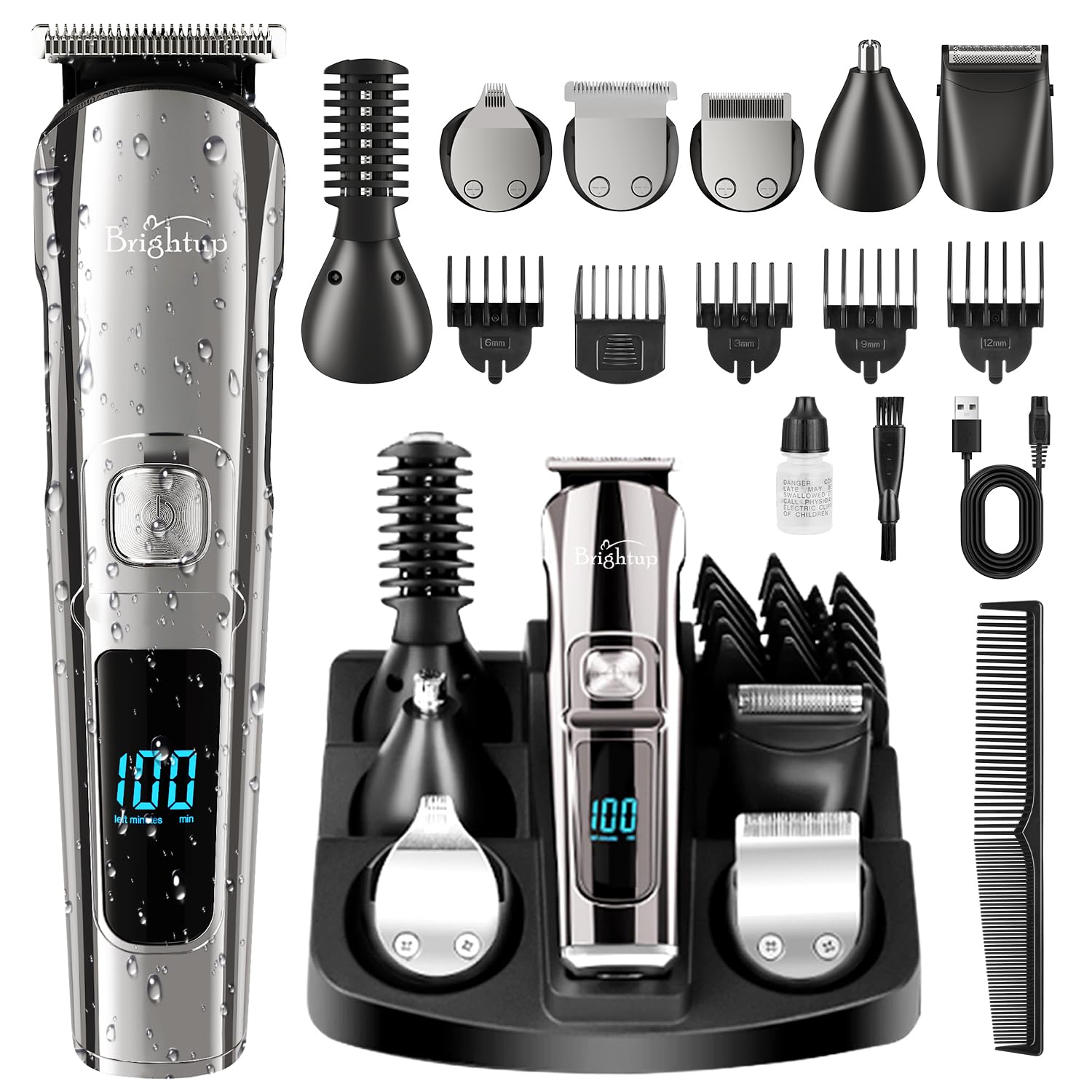 Brightup Beard Trimmer for Men - Electric Razor & Shaver