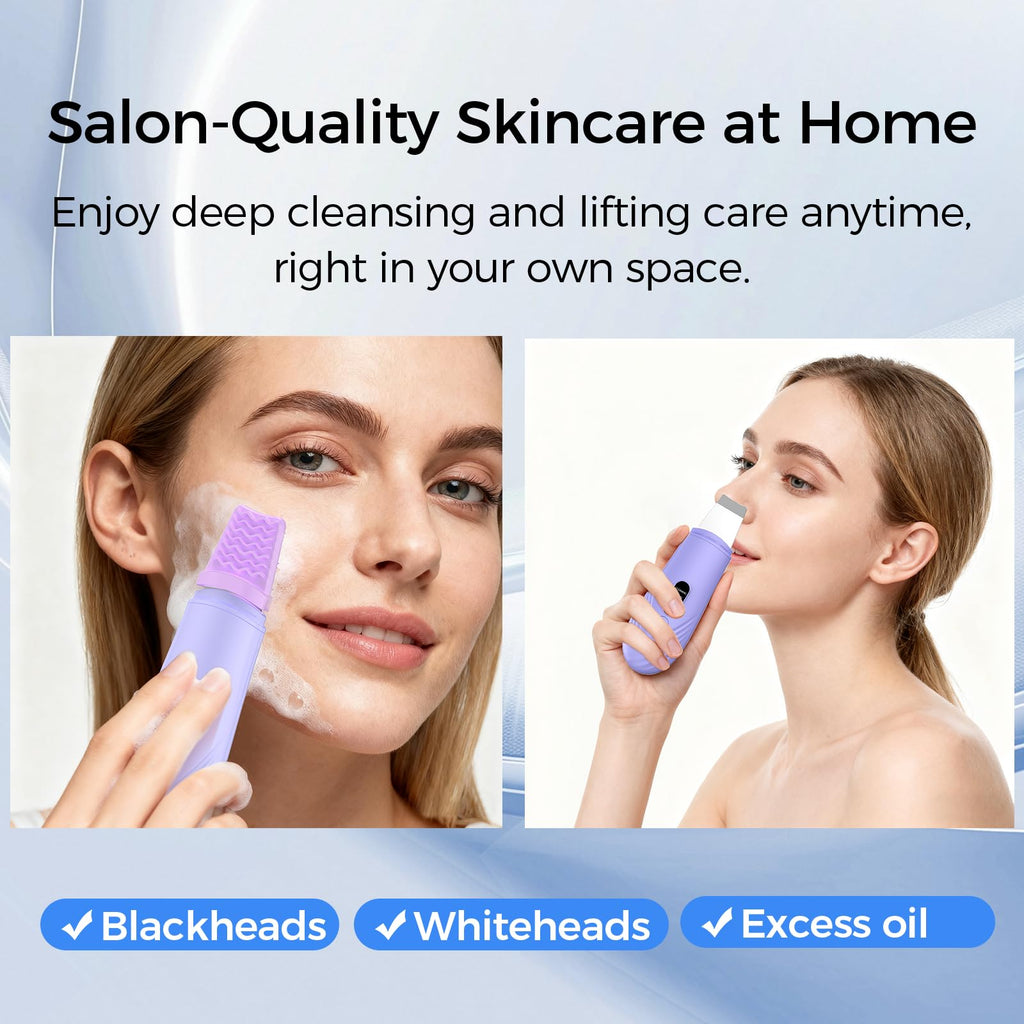 Skin Scrubber Face Spatula, Blackhead Remover Tool for Facial Deep Cleansing, Face Spatula Pore Cleaner with 4 Modes, Whitehead Remover, Blackhead Extractor, Face Scrubber (Purple)