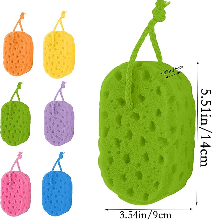 3-piece Set of Colored Honeycomb Bath sponges (Yellow, Orange, Green)