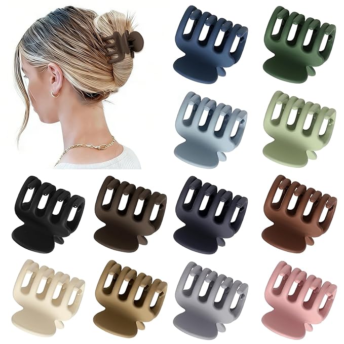 Sisiaipu 12Pcs Hair Clips for Women 1.8 Inch Small Claw Clips for Thin Hair Medium Hair Claw Clips for Thick Hair Accessories for Women Girls (Regular)