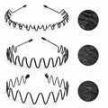 Metal Headbands for Men, Fashion Unisex Wavy Hair Bands, Elastic Zigzag Hairbands Perfect for Outdoor Sports, Daily Styling (3 Pack)