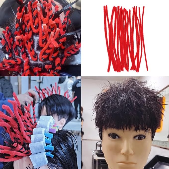 80 Pack Hair Perm Rods Set Hair Rollers Natural Long Short Hair Cold Wave Rods Hair Curling Rods Perming Rods Felt Fabric Rod for Hairdressing Styling DIY Rolling Curl Pattern 4 Sizes