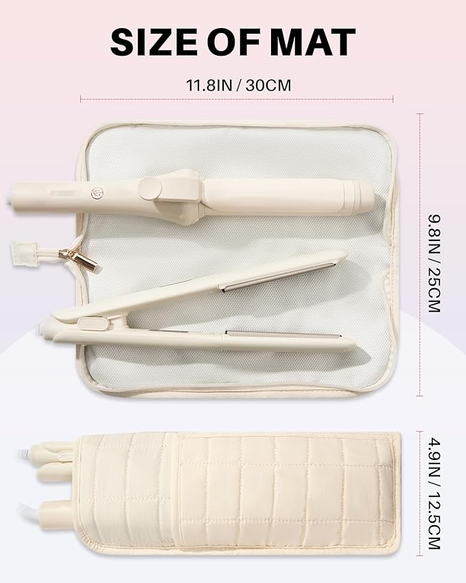 Noldena Hot Tools Travel Case with Heat Resistant Mat, Beige