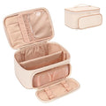 OCHEAL Makeup Bag, Multifunctional Large Cosmetic Organizer Toiletry Brushes Storage Case for Women Girls with Handle Divider - Beige
