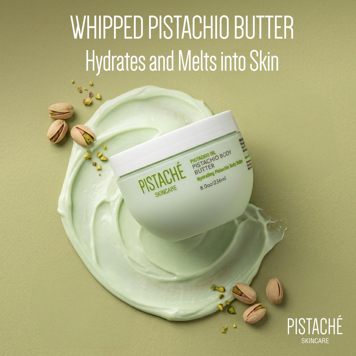 Pistaché Skincare Whipped Pistachio Body Cream, Hydrating, 8oz