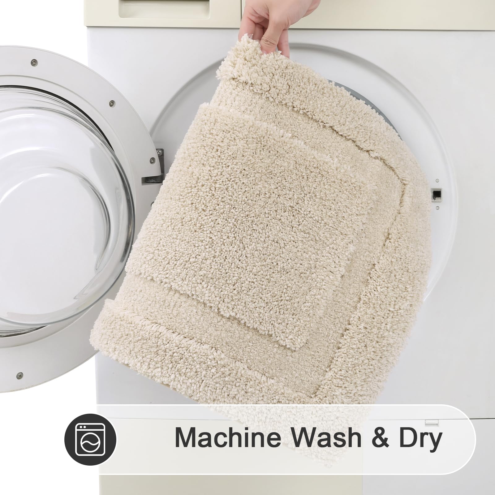 SHACOS Soft Microfiber Light Beige Bathroom Rugs Sets 2 Pieces 32x20 inch