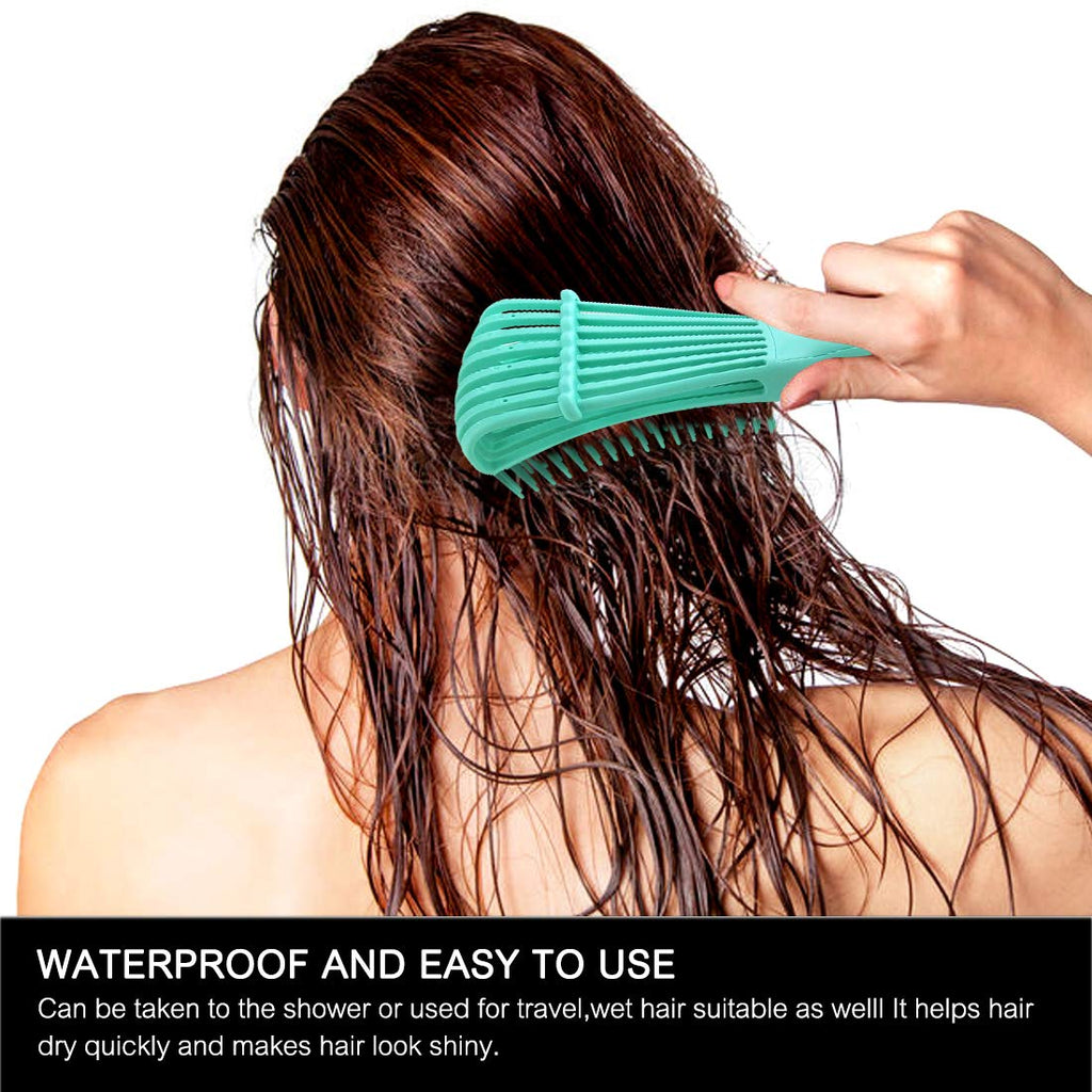 Detangling Brush for Women's Afro American/African 3a to 4c Kinky, Wavy, Curly, Coily Hair - Knots Detangler and Scalp Massage Comb for Wet/Dry/Oil/Thick/Long Hair (2 pcs, Purple-Green)