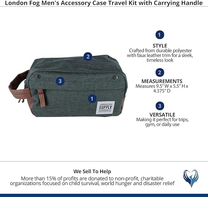 London Fog Men's Travel Accessory Case with Handle